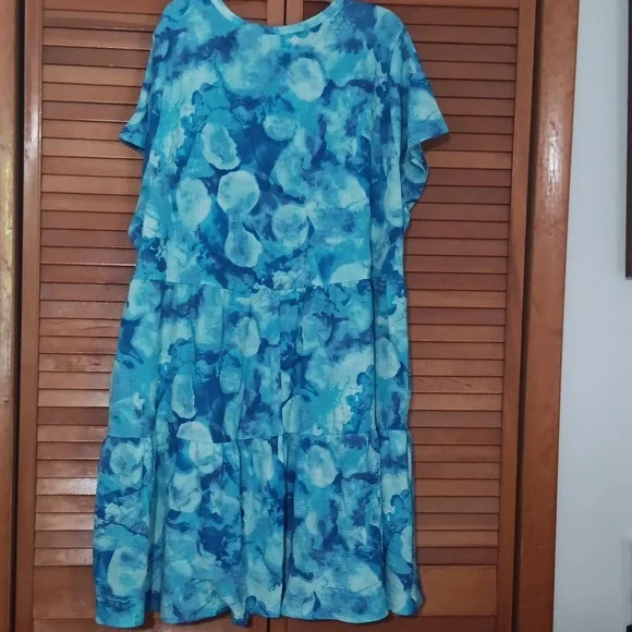 Lularoe Aerial Blue Tie Dye 3xl Tiered Dress EUC!!!! - Picture 2 of 7